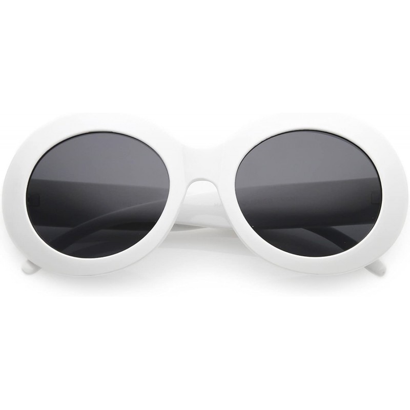 Oversized Large Oversize Chunky Wide Arms Neutral Colored Lens Oval Sunglasses 55mm - White / Smoke - CO186TN20KT $10.93