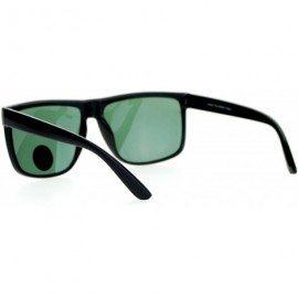 Rectangular Temper Glass Shatterpoof Lens Oversize Thin Plastic Horned Sunglasses - Black Green - CO127FETZT7 $7.80