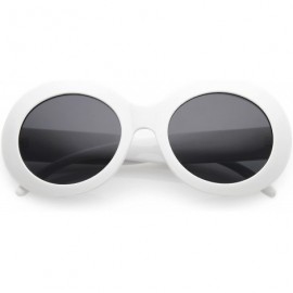 Oversized Large Oversize Chunky Wide Arms Neutral Colored Lens Oval Sunglasses 55mm - White / Smoke - CO186TN20KT $10.93