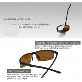 Sport HD Polarized Sunglasses for Men- Al-Mg Metal Frame-Driving Fishing UV400 - Black Frame/Brown Lens - CK18RNMX8SR $21.37