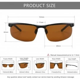 Sport HD Polarized Sunglasses for Men- Al-Mg Metal Frame-Driving Fishing UV400 - Black Frame/Brown Lens - CK18RNMX8SR $21.37