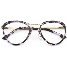 Aviator Womens Aviator Fashion Non-prescription Eyeglasses Frame - 7056-black/Purple Tortoise - CZ18GOHUK79 $19.33