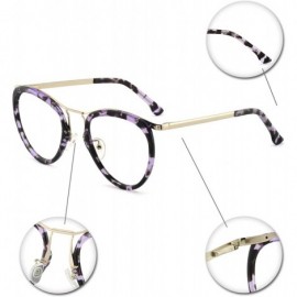 Aviator Womens Aviator Fashion Non-prescription Eyeglasses Frame - 7056-black/Purple Tortoise - CZ18GOHUK79 $19.33