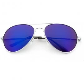 Aviator Vintage Classic Fashion Aviator Sunglasses Tri-Layer UV400 Unisex - Sport Frame Silver/Flash Blue Lens - CO123IRBNOP ...