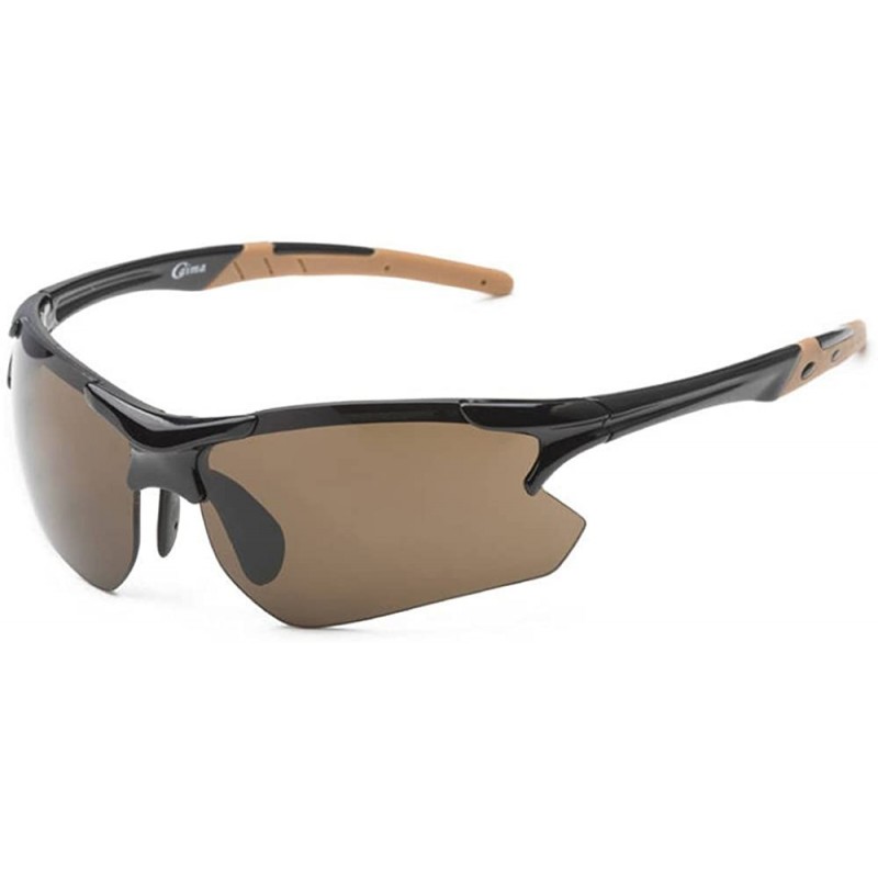 Wrap Running Cycling Triathlon Fashion Sports Wrap Sunglasses UNBREAKBLE TR90 Frame - Black&amber - CB11YG9JPRH $11.58