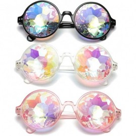 Square Kaleidoscope Glasses Festival Cosplay Rainbow Prism Sunglasses Goggles - pink+black+clear(round) - CK18QYT7DQI $19.24