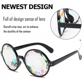 Square Kaleidoscope Glasses Festival Cosplay Rainbow Prism Sunglasses Goggles - pink+black+clear(round) - CK18QYT7DQI $19.24