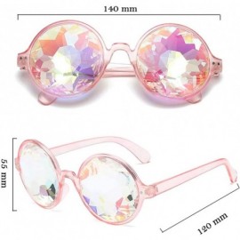 Square Kaleidoscope Glasses Festival Cosplay Rainbow Prism Sunglasses Goggles - pink+black+clear(round) - CK18QYT7DQI $19.24