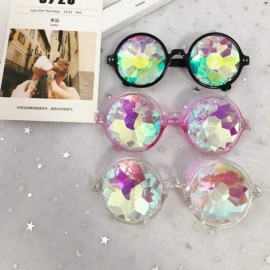 Square Kaleidoscope Glasses Festival Cosplay Rainbow Prism Sunglasses Goggles - pink+black+clear(round) - CK18QYT7DQI $19.24