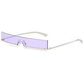 Semi-rimless Trendy Small Rectangle Sunglasses Women Designer Rimless Sun Glasses Futuristic Sunglass Candy Color Shades - C6...