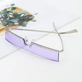 Semi-rimless Trendy Small Rectangle Sunglasses Women Designer Rimless Sun Glasses Futuristic Sunglass Candy Color Shades - C6...