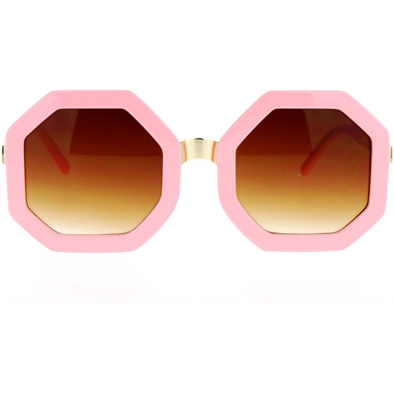 Square Womens Thick Plastic Octagon Retro Designer Sunglasses - Pink - C412KRWSJ69 $9.41