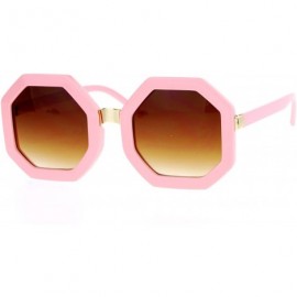 Square Womens Thick Plastic Octagon Retro Designer Sunglasses - Pink - C412KRWSJ69 $9.41