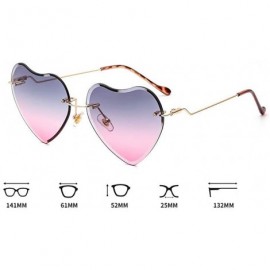 Oversized Frameless Peach Hearts Sunglasses Metal Love Sunglasses Women Lady Bright Color Dazzling Ocean Sunglasses - CH18HE3...