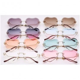 Oversized Frameless Peach Hearts Sunglasses Metal Love Sunglasses Women Lady Bright Color Dazzling Ocean Sunglasses - CH18HE3...