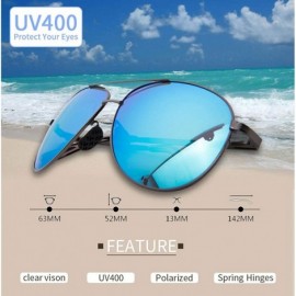 Sport Men's Polarized Aviator Sunglasses - Classic Military Sunglasses for men - Gun Grey Frame/Blue Lens - CS18S5X94G2 $7.60