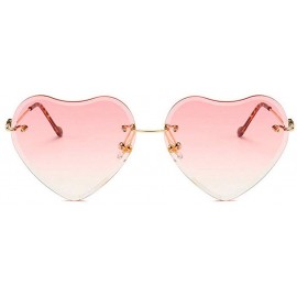 Rimless New Fashion Rimless Unisex Heart shaped UV protection sunglasses - Pink - CC18HHQLMLK $10.59