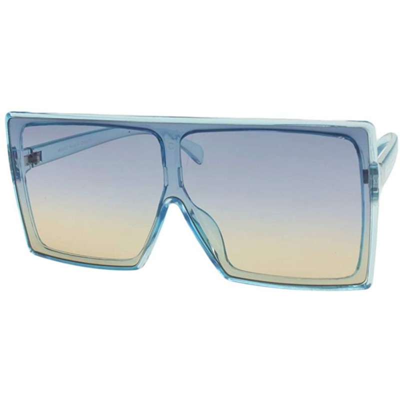 Square Alva - Square Oversized Sunglasses Flat Top - Blue - CC196WK357G $15.08