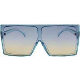 Square Alva - Square Oversized Sunglasses Flat Top - Blue - CC196WK357G $15.08