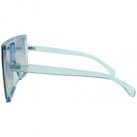 Square Alva - Square Oversized Sunglasses Flat Top - Blue - CC196WK357G $15.08