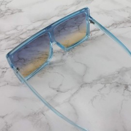 Square Alva - Square Oversized Sunglasses Flat Top - Blue - CC196WK357G $15.08