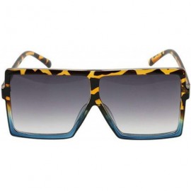 Square Oversized Square Sunglasses for Women Men Flat Top Shades Sunglasses - Leopard Blue Frame-grey - C3199R0W3OX $11.64