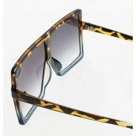 Square Oversized Square Sunglasses for Women Men Flat Top Shades Sunglasses - Leopard Blue Frame-grey - C3199R0W3OX $11.64