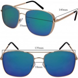 Aviator Classic Aviator Style Metal Frame Flat Full Mirror Lens Men Women W/Fiber Case 5116-FLREV - CC187C6IOXT $9.80