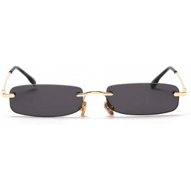 Square Retro Rimless Sunglasses Square Men Tinted Color Small Sun Glasses for Women Uv400 - Gold With Black - C61974TI5TO $12.71