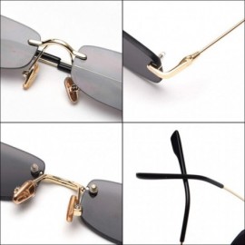 Square Retro Rimless Sunglasses Square Men Tinted Color Small Sun Glasses for Women Uv400 - Gold With Black - C61974TI5TO $12.71