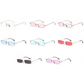 Square Retro Rimless Sunglasses Square Men Tinted Color Small Sun Glasses for Women Uv400 - Gold With Black - C61974TI5TO $12.71