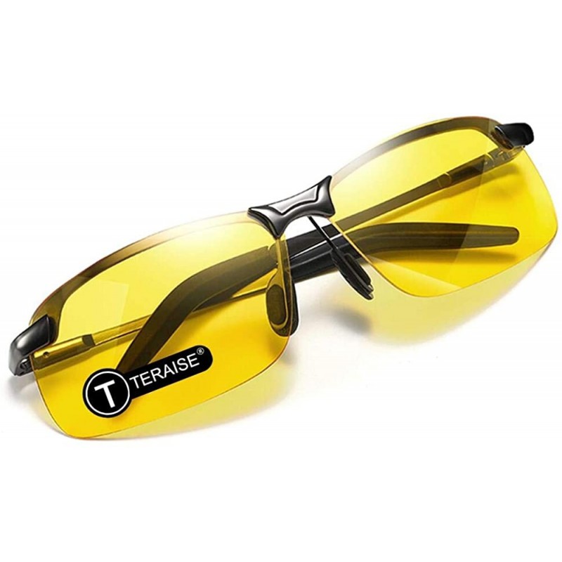 Rectangular Night Vision Glasses Safety Driving Eyewear Classic Sunglasses Anti-Glare HD Yellow Lens for Men & Women - CJ18HC...