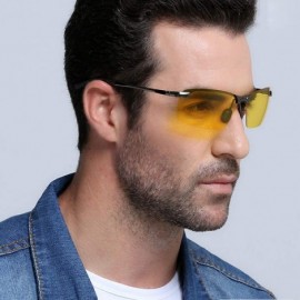 Rectangular Night Vision Glasses Safety Driving Eyewear Classic Sunglasses Anti-Glare HD Yellow Lens for Men & Women - CJ18HC...