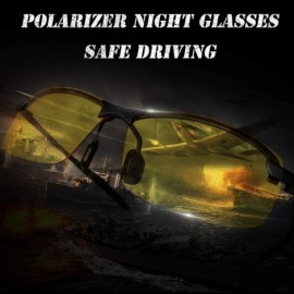 Rectangular Night Vision Glasses Safety Driving Eyewear Classic Sunglasses Anti-Glare HD Yellow Lens for Men & Women - CJ18HC...