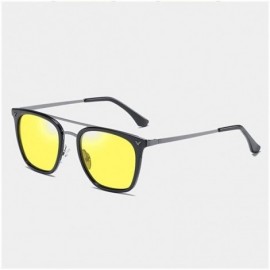 Square Flat Top Square Polarized Sunglasses for Men and Women UV400 - C2 Black Yellow - C2198KHU695 $10.07