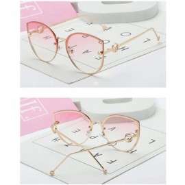 Oversized Women's Oversized Fashion Metal Frame Mirrored Cat Eye Sunglasses - 1 - C218UCH2SKS $23.86