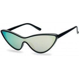 Goggle Full Futuristic Mono Lens Cat Eye Shield One Piece Colorful Mirror Goggle Sun Glasses - CO18CU4IKNH $8.31