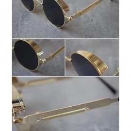 Round Polarized Sunglasses Retro Punk Glasses Vampire too glasses - Golden Border Black Lenses - C218880282C $26.33