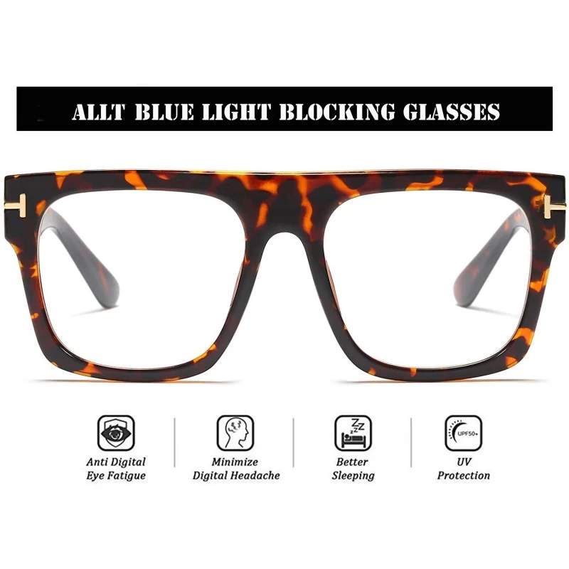 Allt Unisex Large Square Optical Eyewear Non-prescription Eyeglasses Flat  Top Clear Lens Glasses Frames