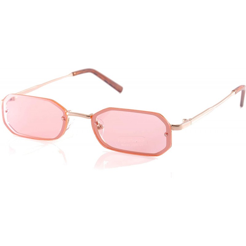 Retro Rimless Tinted Flat Lens Heptagon Rectangle Sunglasses A245 A246 ...