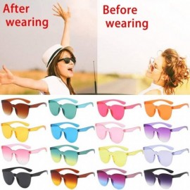 Round Colorful One Piece Transparent Sunglasses Unisex Retro Round Rimless Tinted Candy Color Eyewear - CL199GSD68A $9.53