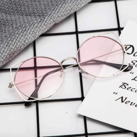 Cat Eye Glasses for Women - Tigivemen Cat Eye Mirrored Flat Lenses Metal Frame Multicolor Sunglasses - Pink - CA18RLT7RNX $10.68