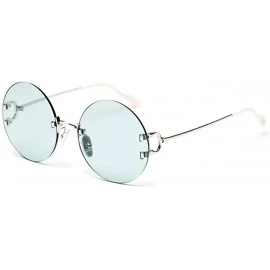 Round 2020 New Rimless Polarized Sunglasses Women Brand Design Vintage Round Candy Sun Glasses UV400 Goggles - Green - C5194E...