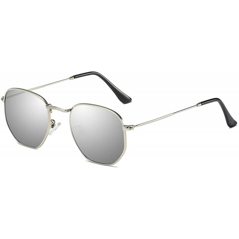 Oval Small Square Polarized Sunglasses for Men and Women Polygon Mirrored Lens Sun Glasses - CF18N6MH4AI $11.77