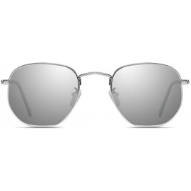 Oval Small Square Polarized Sunglasses for Men and Women Polygon Mirrored Lens Sun Glasses - CF18N6MH4AI $11.77