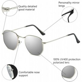 Oval Small Square Polarized Sunglasses for Men and Women Polygon Mirrored Lens Sun Glasses - CF18N6MH4AI $11.77