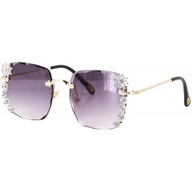 Square Sparkling Crystal Sunglasses UV Protection Rhinestone Sunglasses - Black Wave - CY190L63EQH $14.50