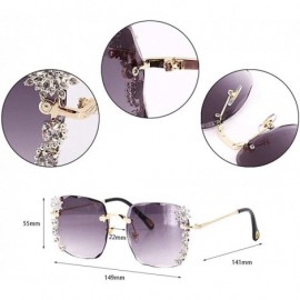 Square Sparkling Crystal Sunglasses UV Protection Rhinestone Sunglasses - Black Wave - CY190L63EQH $14.50