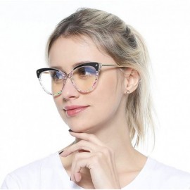 Oversized Ladies Oversized Cat Eye Reading Glass Modern Eyeglass Frame - 2 Pairs / Pink + Floral - C318NMIDM9M $17.79