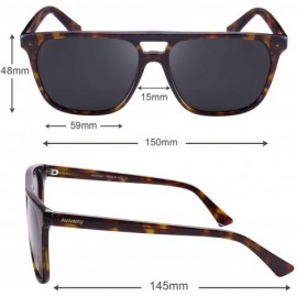 Square Polarized Sunglasses for Men Driving Classic Rectangular Acetate Frame - Tortoise Frame Grey Lens - CT18RC3WZH6 $22.96